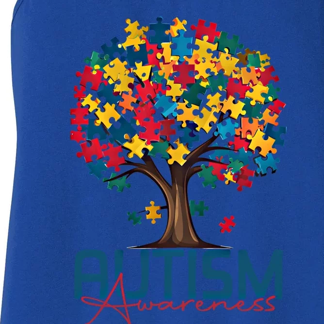 Tree Of Life Autism Awareness Month Funny Asd Supporter Gift Women's Racerback Tank