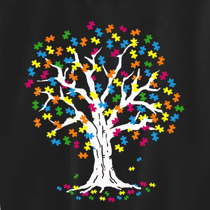 Tree Of Life Autism Awareness Month Funny ASD Supporter Kids Sweatshirt