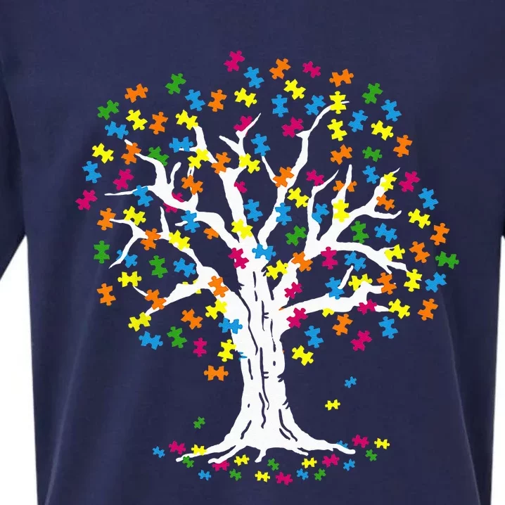 Tree Of Life Autism Awareness Month Funny ASD Supporter Sueded Cloud Jersey T-Shirt