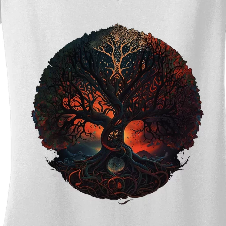 Tree Of Life Gift The Tree Of Life Meditation Women's V-Neck T-Shirt