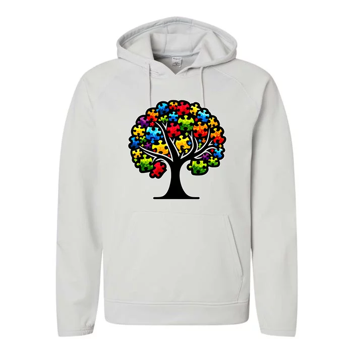 Tree Of Life Autism Awareness Month Funny Asd Supporter Gift Performance Fleece Hoodie