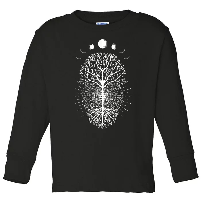 Tree Of Life Moons Phases Cool Meditation Yoga Lover Gift Toddler Long Sleeve Shirt