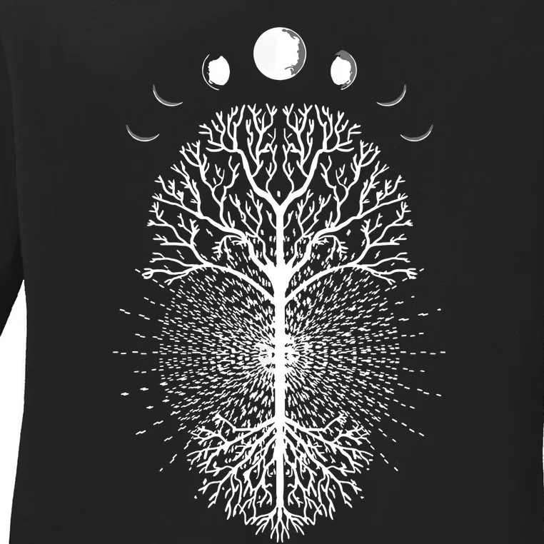 Tree Of Life Moons Phases Cool Meditation Yoga Lover Gift Ladies Long Sleeve Shirt