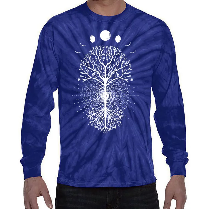 Tree Of Life Moons Phases Cool Meditation Yoga Lover Gift Tie-Dye Long Sleeve Shirt