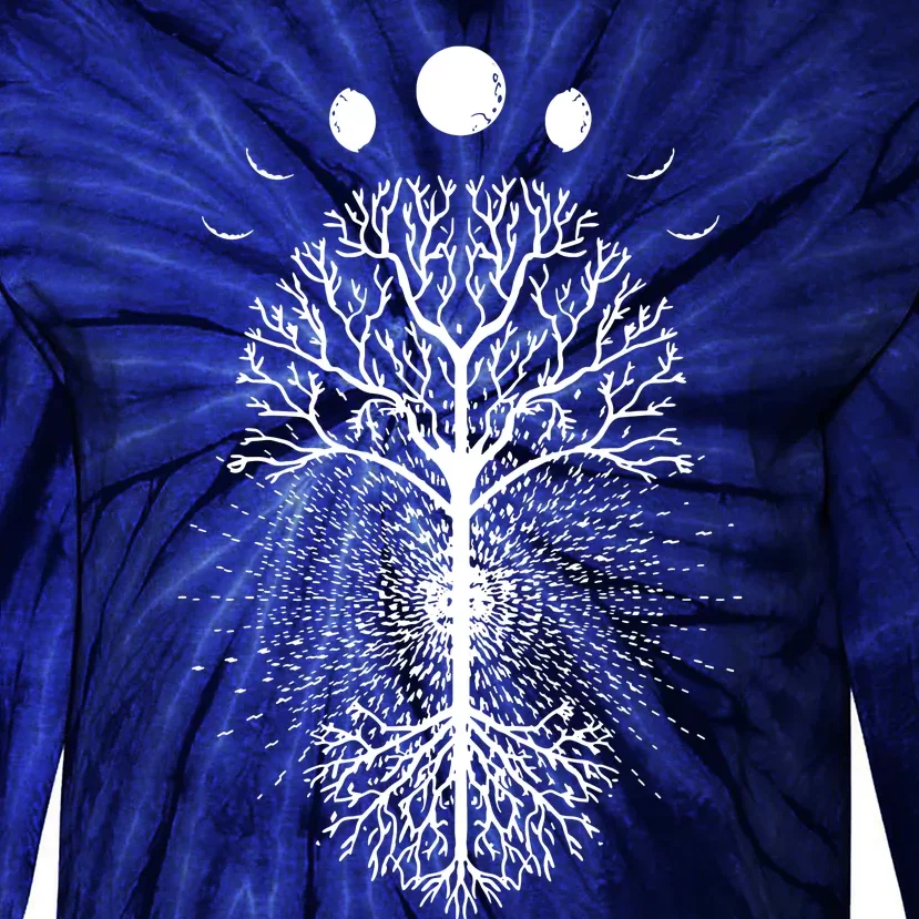 Tree Of Life Moons Phases Cool Meditation Yoga Lover Gift Tie-Dye Long Sleeve Shirt