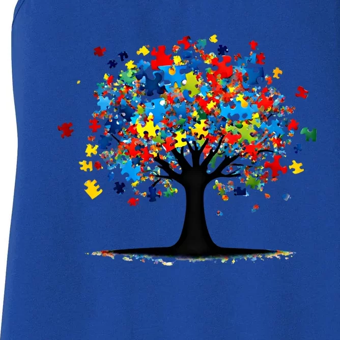 Tree Of Life Autism Awareness Day Autistic Gift Women's Racerback Tank