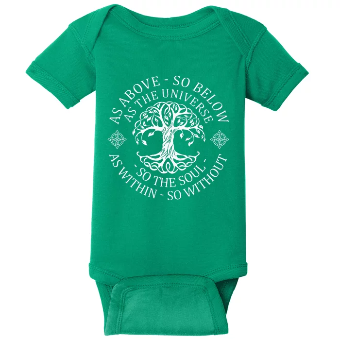 Tree Of Life Celtic Knot Vintage As Above So Below Baby Bodysuit