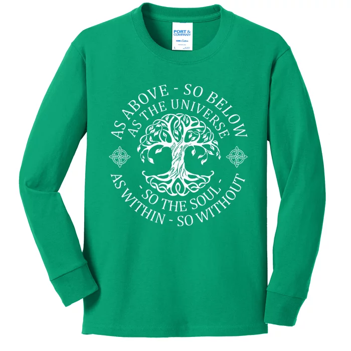 Tree Of Life Celtic Knot Vintage As Above So Below Kids Long Sleeve Shirt