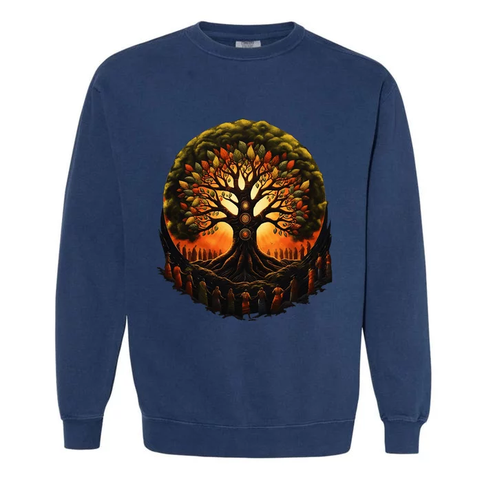 Tree Of Life Black History Kwanzaa American African Roots Garment-Dyed Sweatshirt