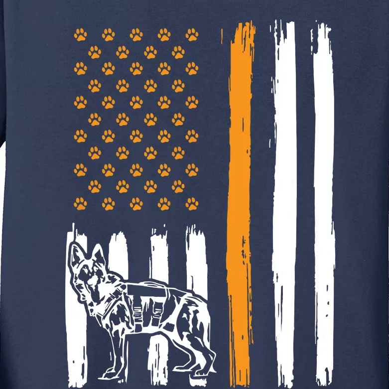 Thin Orange Line Dog Handler SAR K9 Search And Rescue Kids Long Sleeve Shirt