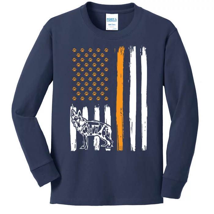 Thin Orange Line Dog Handler SAR K9 Search And Rescue Kids Long Sleeve Shirt