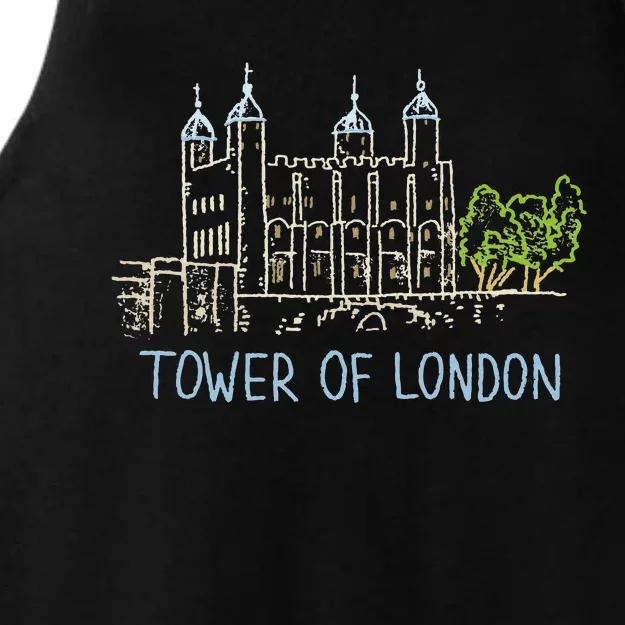 Tower Of London Unique Hand Drawn Art Ladies Tri-Blend Wicking Tank