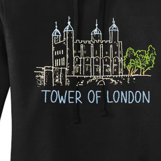 Tower Of London Unique Hand Drawn Art Women's Pullover Hoodie