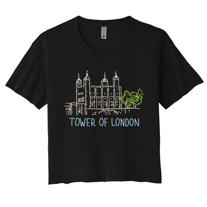 Tower Of London Unique Hand Drawn Art Women's Crop Top Tee