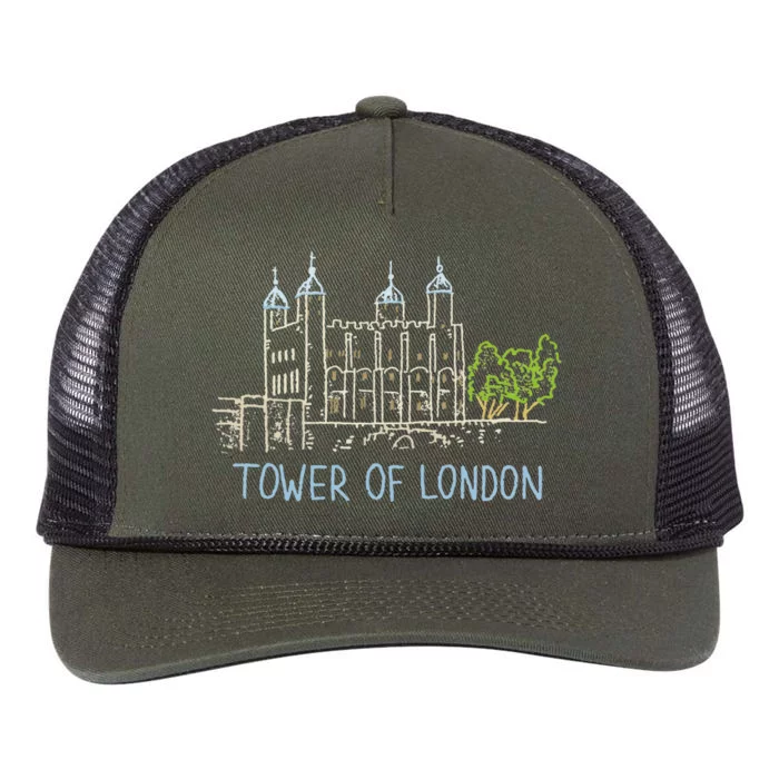 Tower Of London Unique Hand Drawn Art Retro Rope Trucker Hat Cap