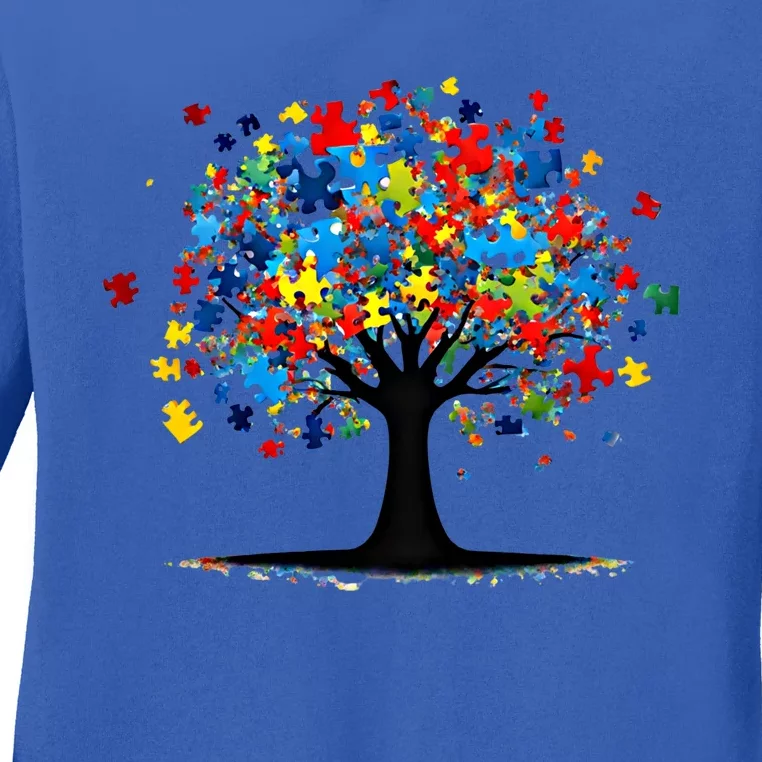 Tree Of Life Autism Awareness Day Autistic Gift Ladies Long Sleeve Shirt