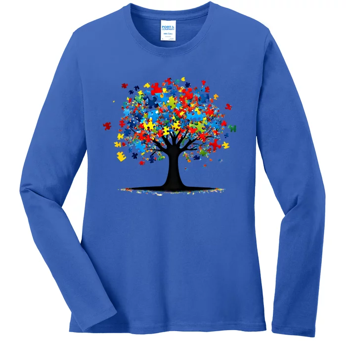 Tree Of Life Autism Awareness Day Autistic Gift Ladies Long Sleeve Shirt