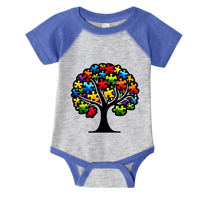 Tree Of Life Autism Awareness Month Funny Asd Supporter Gift Infant Baby Jersey Bodysuit