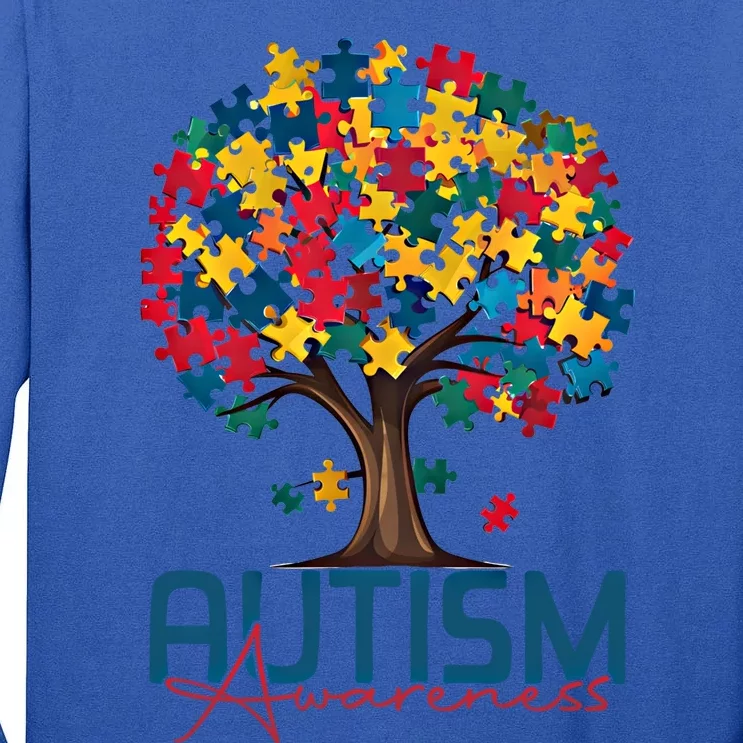 Tree Of Life Autism Awareness Month Funny Asd Supporter Gift Tall Long Sleeve T-Shirt