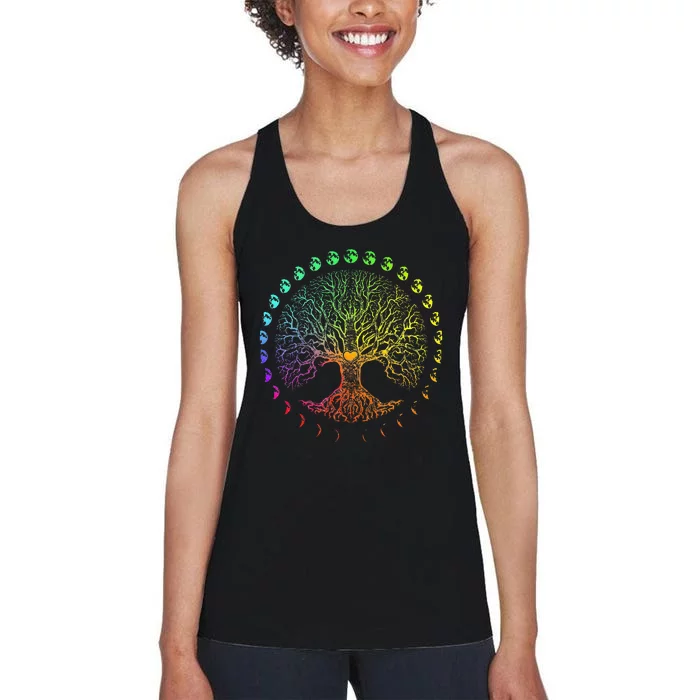 Tree Of Life Phases Of The Moon Gift Women's Racerback Tank