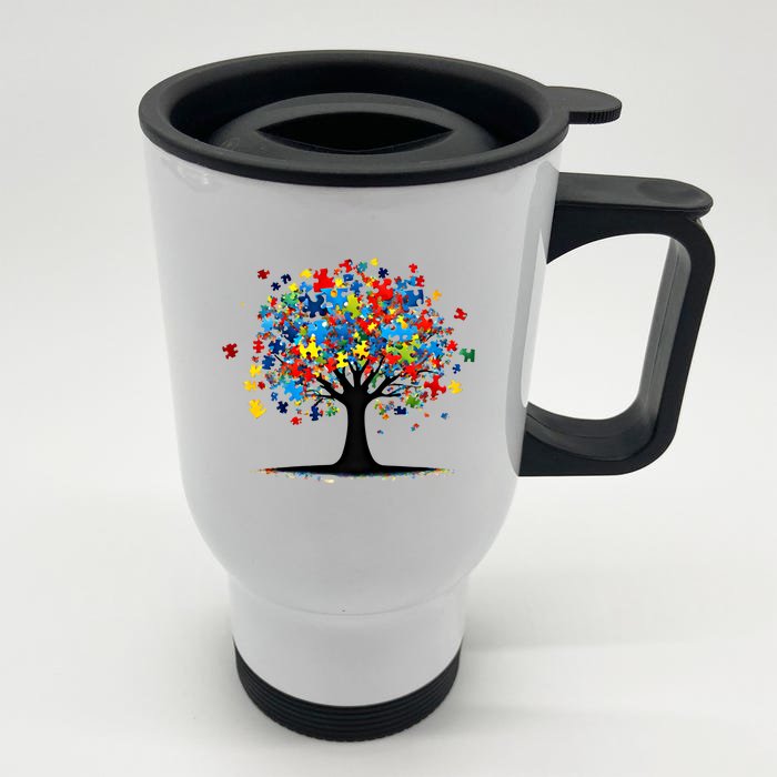 Tree Of Life Autism Awareness Day Autistic Gift Front & Back Stainless Steel Travel Mug