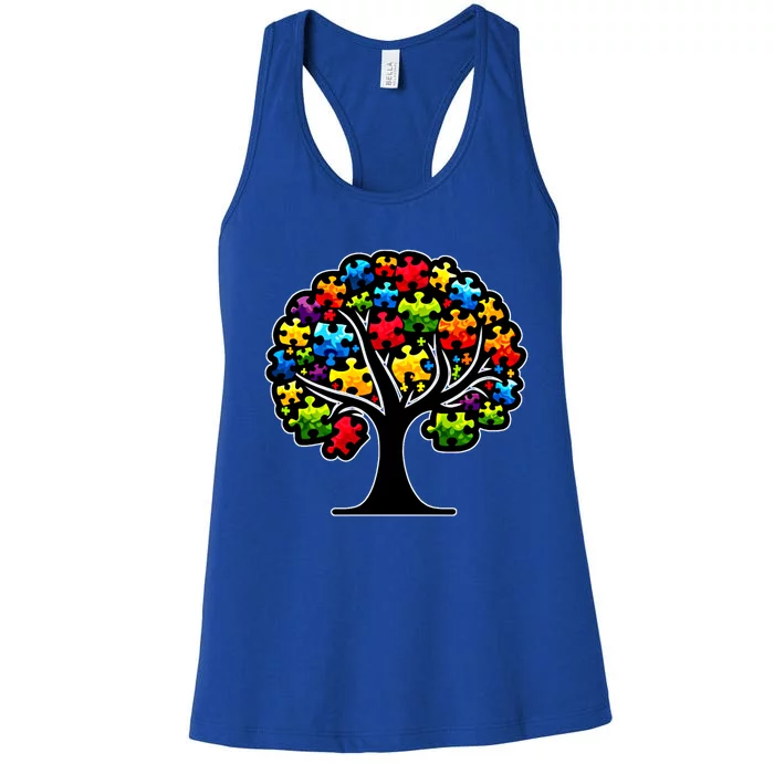 Tree Of Life Autism Awareness Month Funny Asd Supporter Gift Women's Racerback Tank