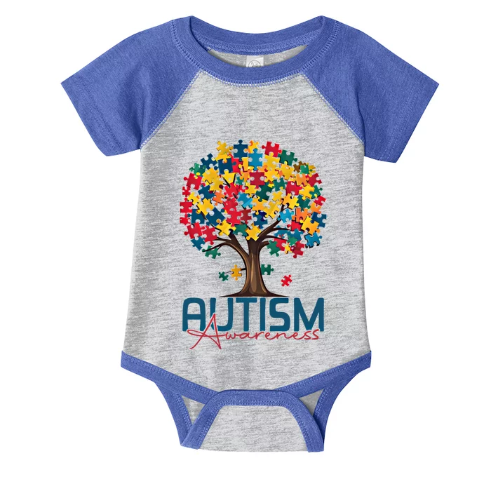 Tree Of Life Autism Awareness Month Funny Asd Supporter Gift Infant Baby Jersey Bodysuit