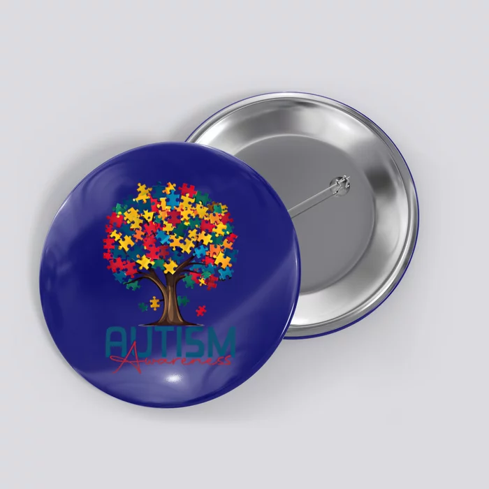 Tree Of Life Autism Awareness Month Funny Asd Supporter Gift Button