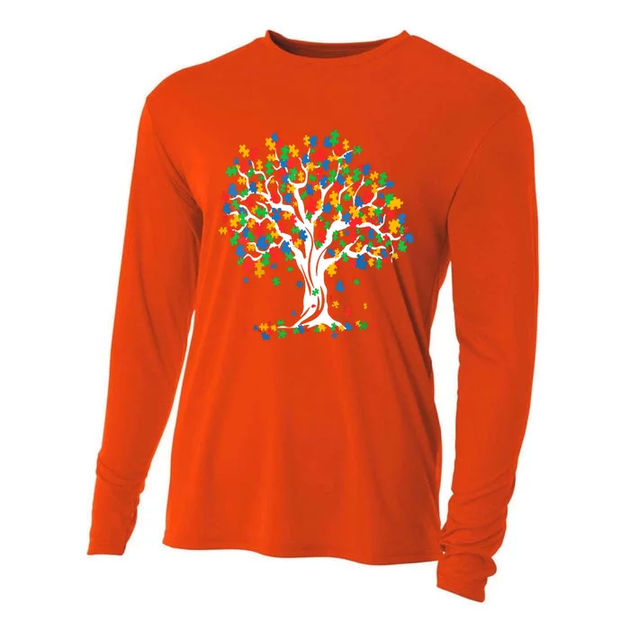 Tree Of Life Autism Awareness Month Funny Asd Supporter Gift Cooling Performance Long Sleeve Crew