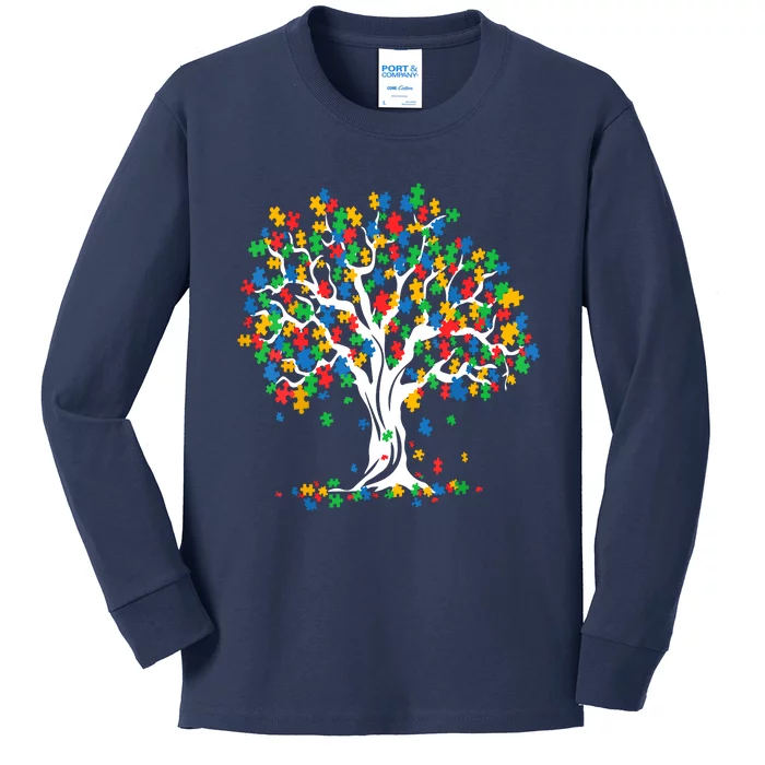 Tree Of Life Autism Awareness Month Funny Asd Supporter Gift Kids Long Sleeve Shirt