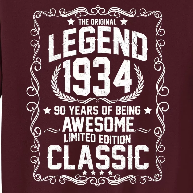 The Original Legend 1934 90th Birthday Tall Sweatshirt