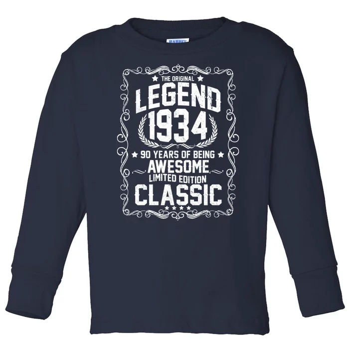 The Original Legend 1934 90th Birthday Toddler Long Sleeve Shirt