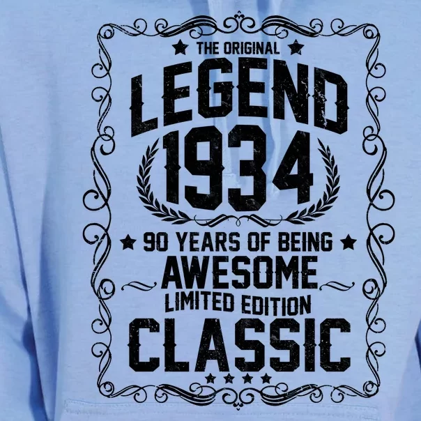 The Original Legend 1934 90th Birthday Unisex Surf Hoodie