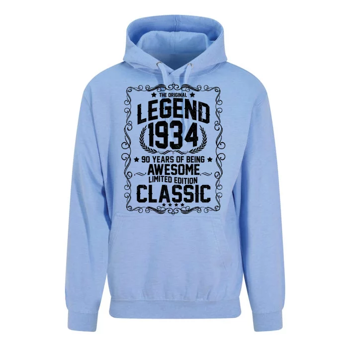 The Original Legend 1934 90th Birthday Unisex Surf Hoodie