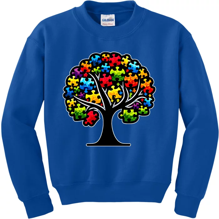 Tree Of Life Autism Awareness Month Funny Asd Supporter Gift Kids Sweatshirt