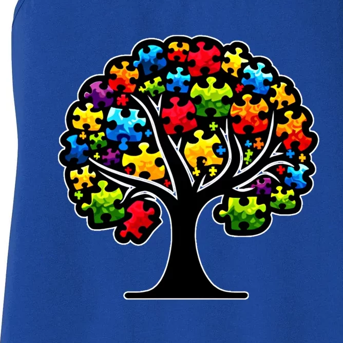 Tree Of Life Autism Awareness Month Funny Asd Supporter Gift Women's Racerback Tank