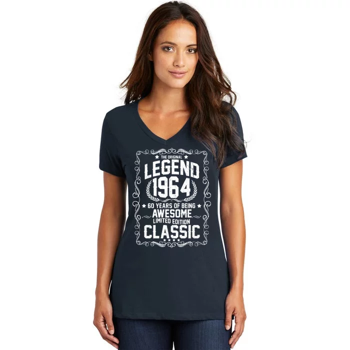 The Original Legend 1964 60th Birthday Women's V-Neck T-Shirt