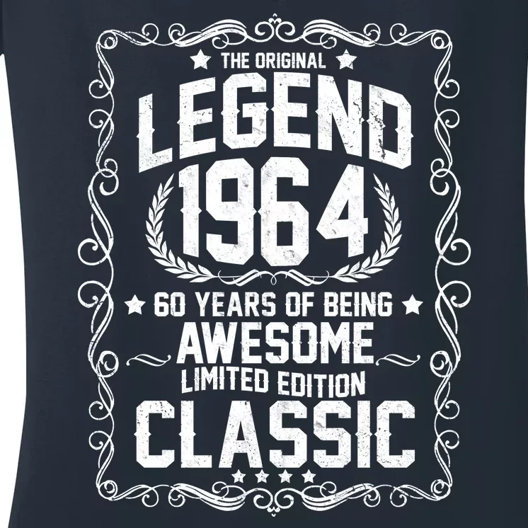 The Original Legend 1964 60th Birthday Women's V-Neck T-Shirt