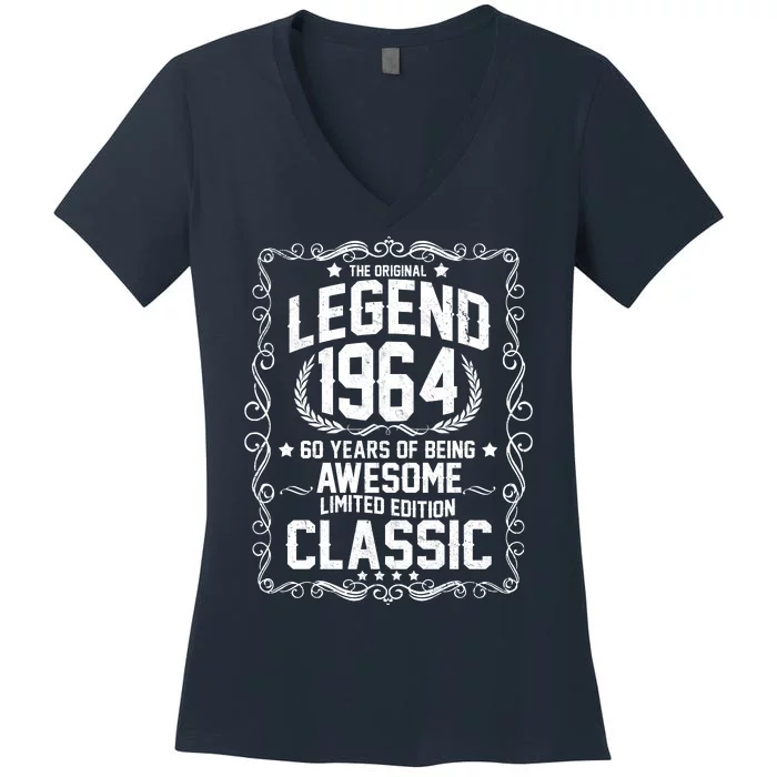 The Original Legend 1964 60th Birthday Women's V-Neck T-Shirt