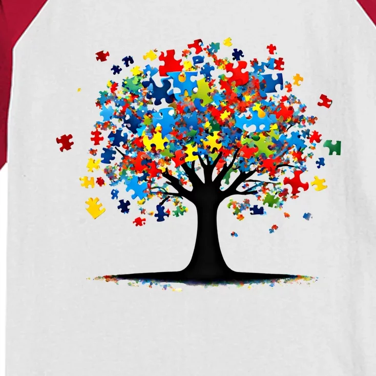 Tree Of Life Autism Awareness Day Autistic Gift Kids Colorblock Raglan Jersey