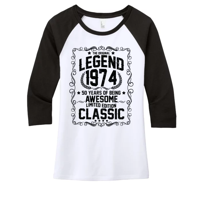 The Original Legend 1974 50th Birthday Women's Tri-Blend 3/4-Sleeve Raglan Shirt