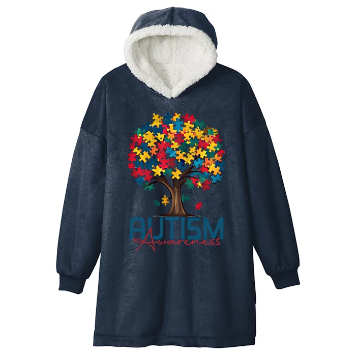 Tree Of Life Autism Awareness Month Funny Asd Supporter Gift Hooded Wearable Blanket