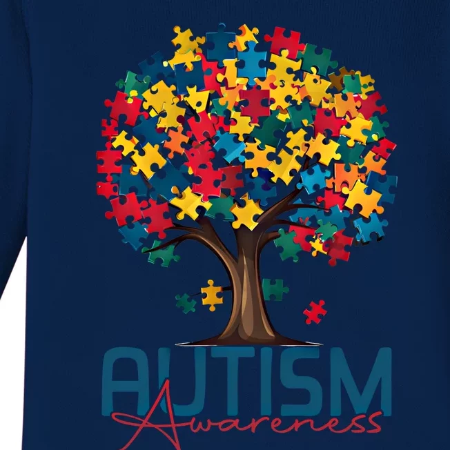 Tree Of Life Autism Awareness Month Funny Asd Supporter Gift Baby Long Sleeve Bodysuit