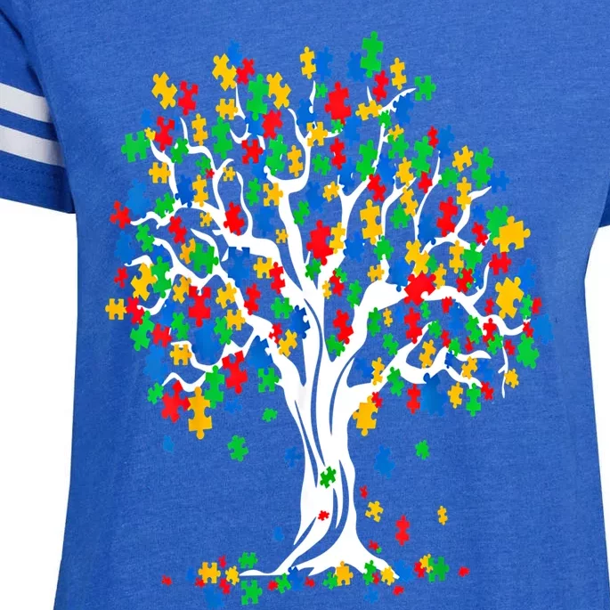 Tree Of Life Autism Awareness Month Funny Asd Supporter Funny Gift Enza Ladies Jersey Football T-Shirt