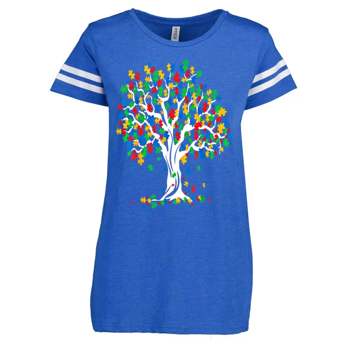 Tree Of Life Autism Awareness Month Funny Asd Supporter Funny Gift Enza Ladies Jersey Football T-Shirt