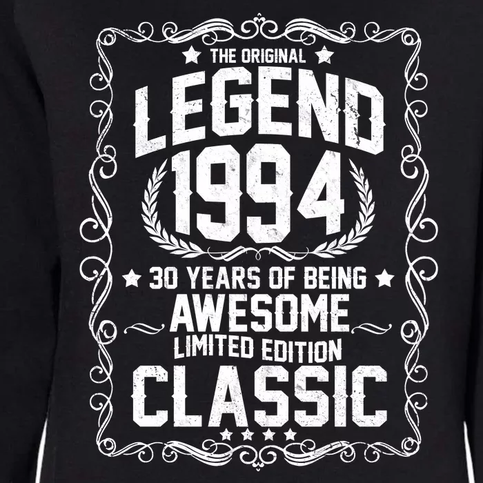 The Original Legend 1994 30th Birthday Womens California Wash Sweatshirt