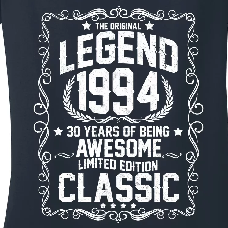 The Original Legend 1994 30th Birthday Women's V-Neck T-Shirt