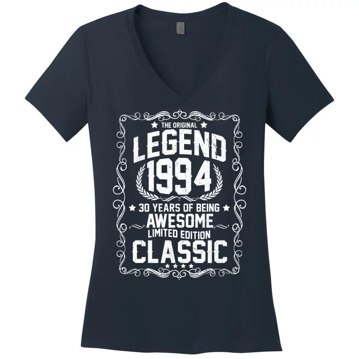 The Original Legend 1994 30th Birthday Women's V-Neck T-Shirt