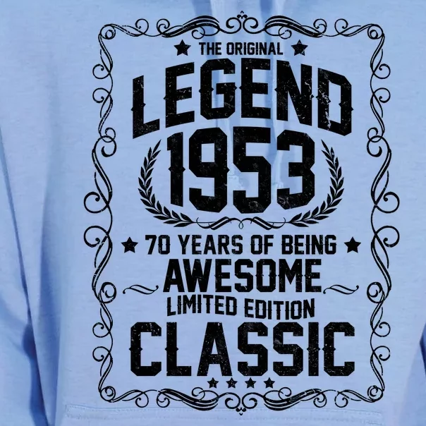 The Original Legend 1953 70th Birthday Unisex Surf Hoodie