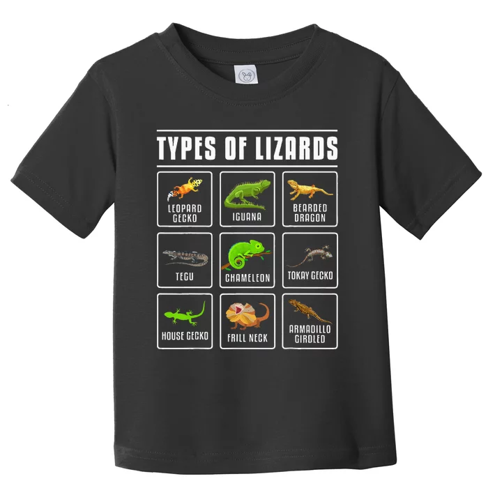 Types of Lizards Lizard Reptiles Toddler T-Shirt